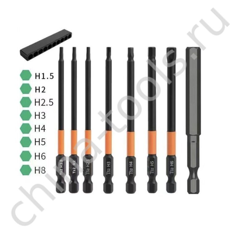 Биты под винты в с шестигранником 100 мм 1/4 в наборе (8 шт)